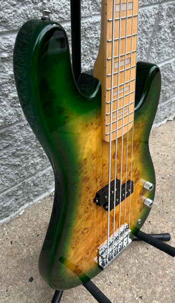 GAMMA Custom P526-01, 5 String Alpha Model, Emerald Forest Burl Burst