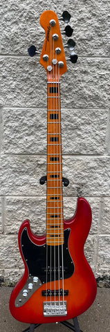 GAMMA [SOLD] Custom JL522-01, Left Handed 5-String Beta Model, Gamma Cherry Burst